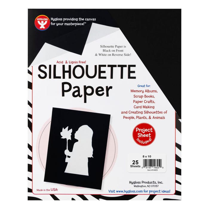 Hygloss Silhouette Paper, 8 x 10 Inches, Black, 25 Sheets