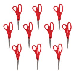 School Smart Econo Scissors, 7 Inch Straight, Pack of 10