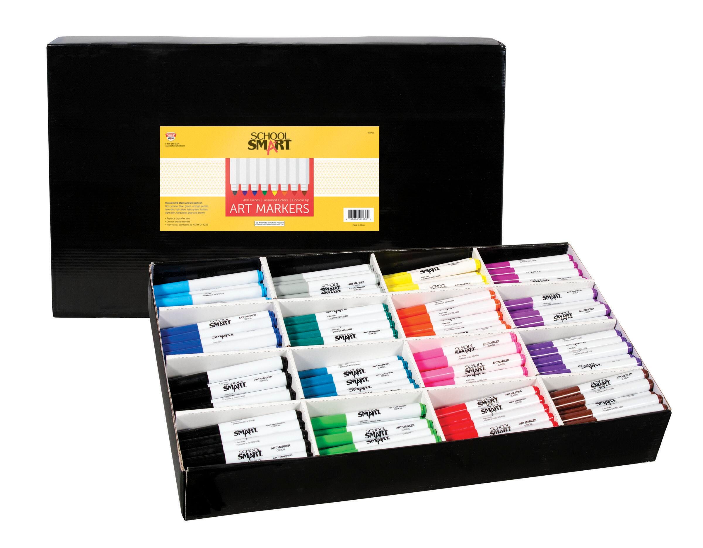 School Smart Art Markers, Conical Tip, Assorted Colors, Set of 400 086415