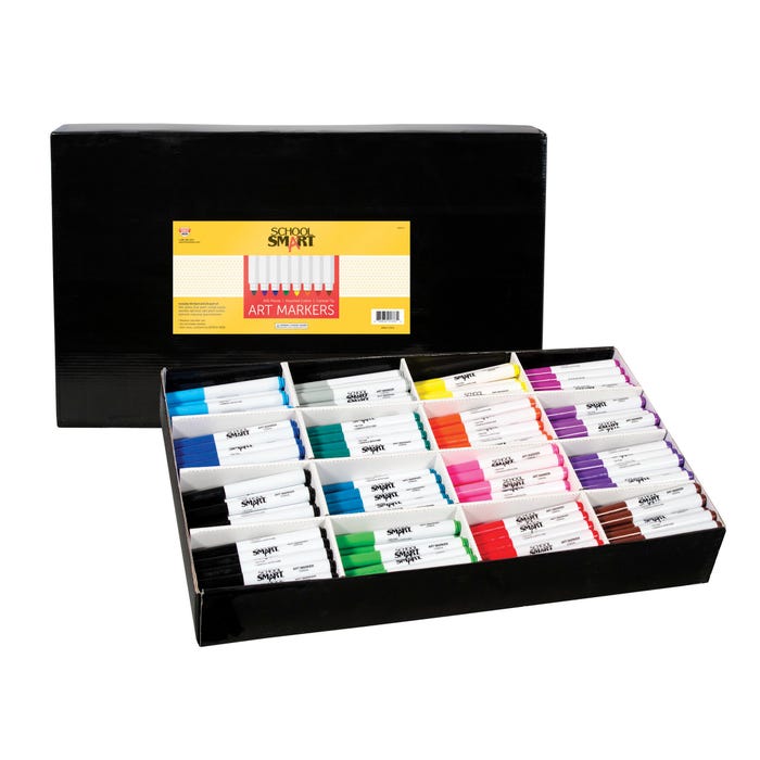 School Smart Art Markers, Conical Tip, Assorted Colors, Set of 400