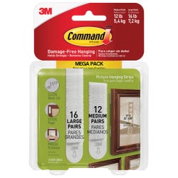 Command Picture Hanging Strip, Assorted Sizes, White, Pack of 28 2133418