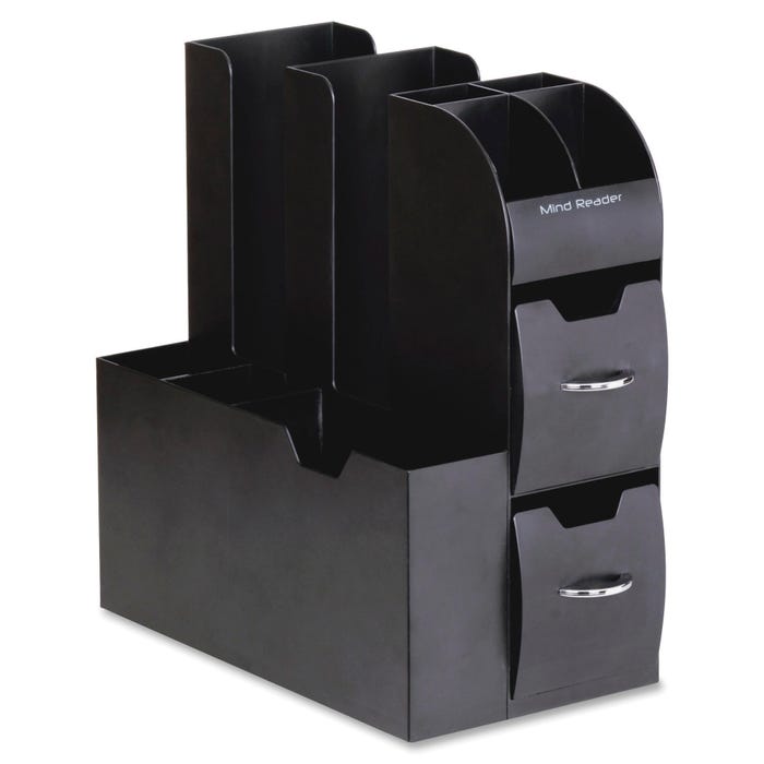 Mind Reader Coffee Condiment Caddy Organizer, Plastic, Black