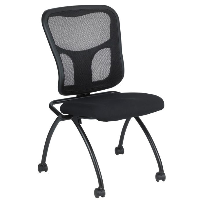 Eurotech Armless Flip Nesting Chair Set Without Arm, Fabric, Black, Set of 2