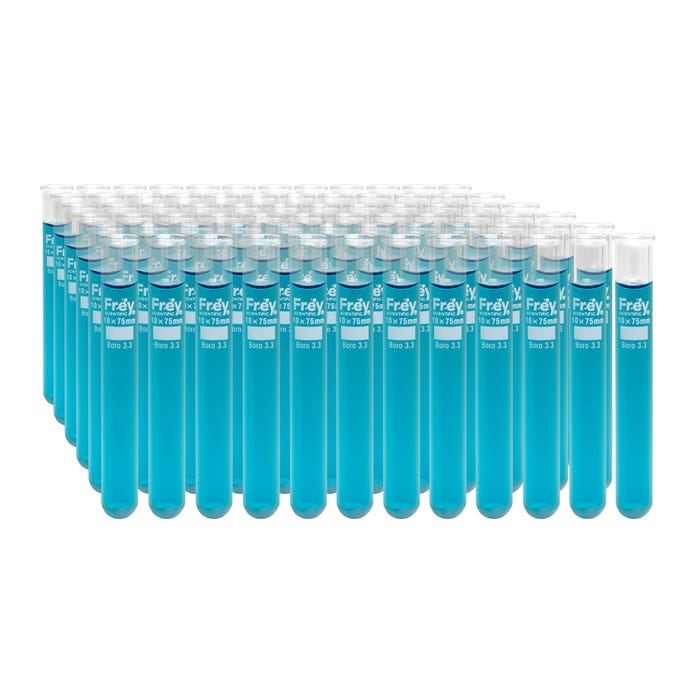 Frey Scientific Borosilicate Glass Test Tubes, 10 x 75 mm, 3 mL, Pack of 72