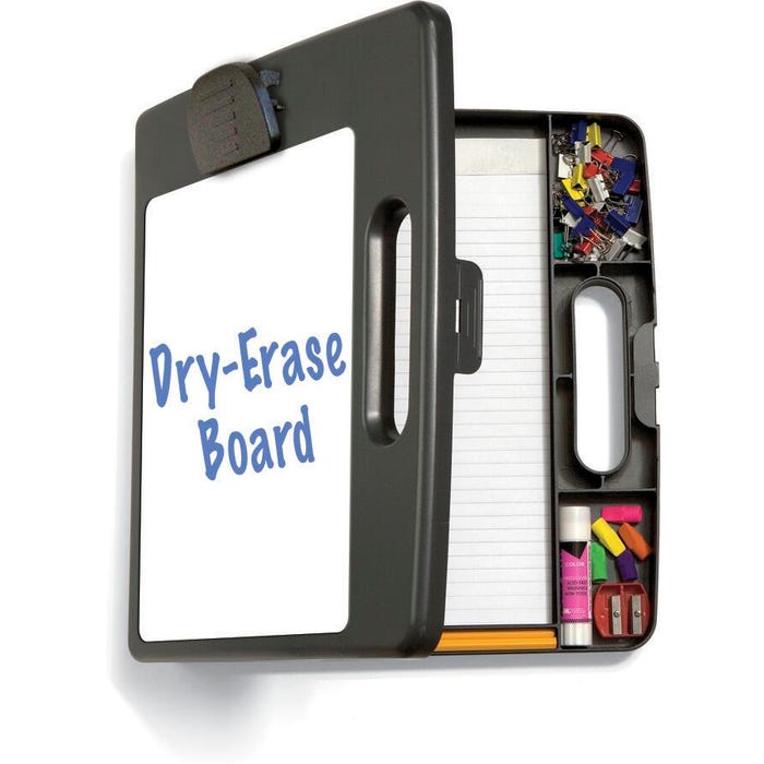 Officemate Dry-Erase Portable Clip Board Box, 10 x 14-1/2 x 1-1/4 Inches, Charcoal