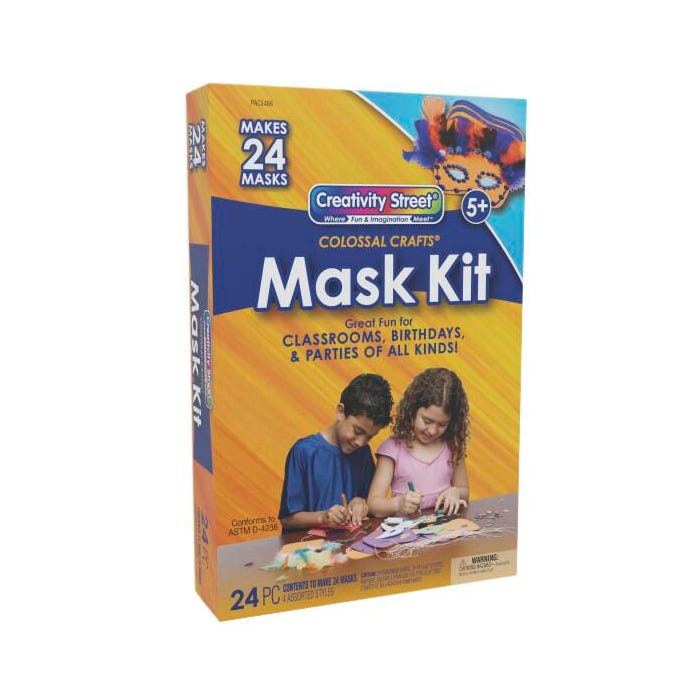 Creativity Street Colossal Craft Masks Kit, Assorted Colors & Styles, Set of 24