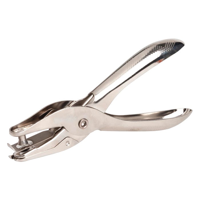 Business Source Ticket Punch, Single Hole, Round, 1/4 Inches Hole, silver