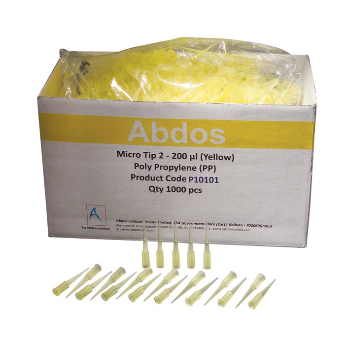 United Scientific Micropipette Tips, PP, 200 Microliters, Yellow