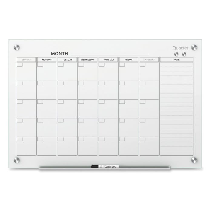 Quartet Infinity 36 in Glass Magnetic Calendar Board, 36 x 24 Inches, White