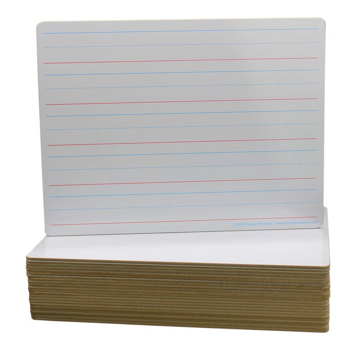 Flipside Red and Blue Ruled Dry Erase Board, Two Sided, 9 x 12 Inches, Pack of 24