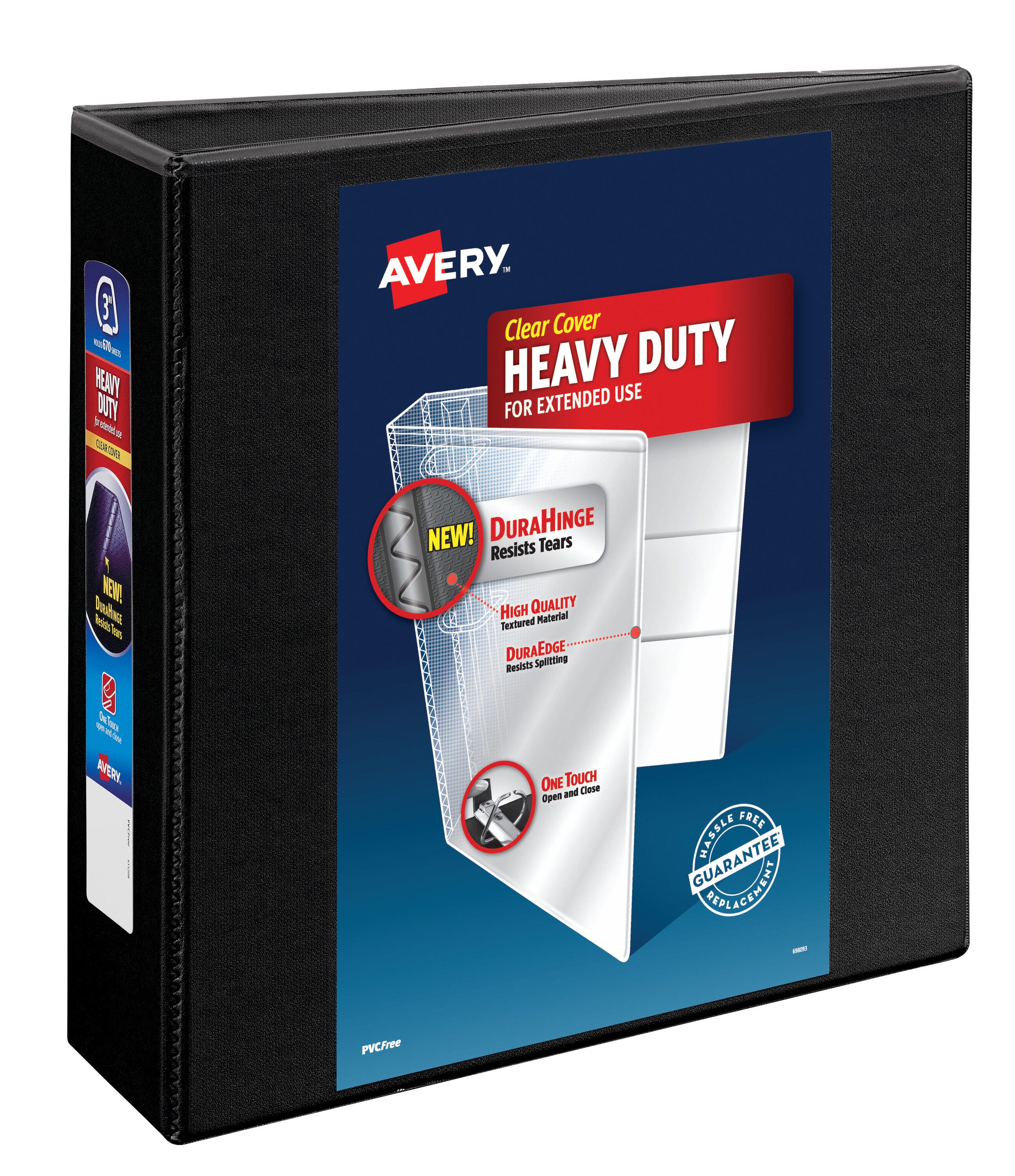 Image for Avery DuraHinge Heavy Duty View Binder, 3 Inch, EZD Ring, Black from School Specialty