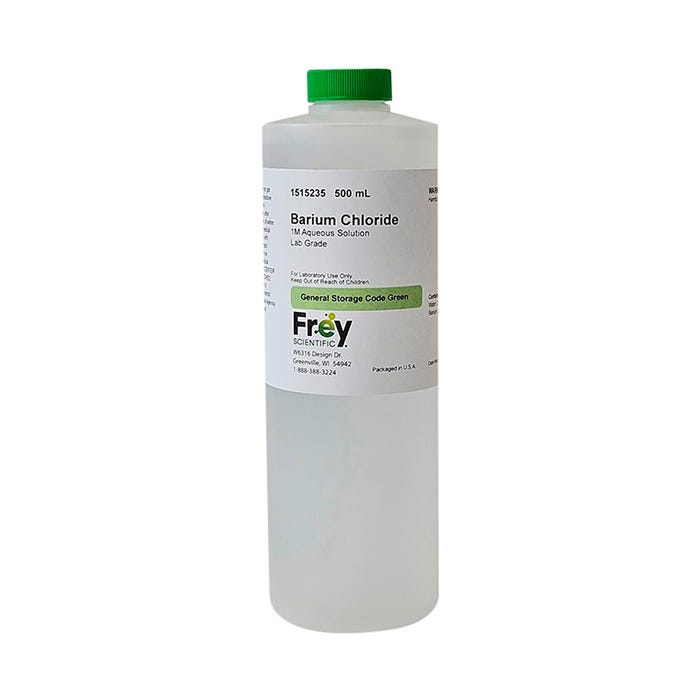 Frey Scientific Barium Chloride 1M Aqueous Solution, 500 mL, Lab Grade