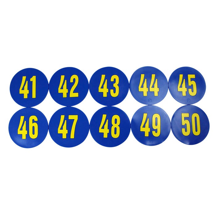 Poly Enterprises Numbered 41 to 50 Spots, 9 Inches, Poly Molded Vinyl, Blue, Set of 10