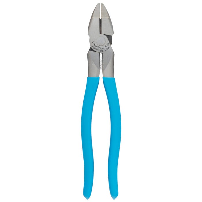 Channel Lock High Leverage Lineman's Plier, 9 in L, High Carbon Drop Forged Steel, Comfort Grip Handle, Blue, Polished