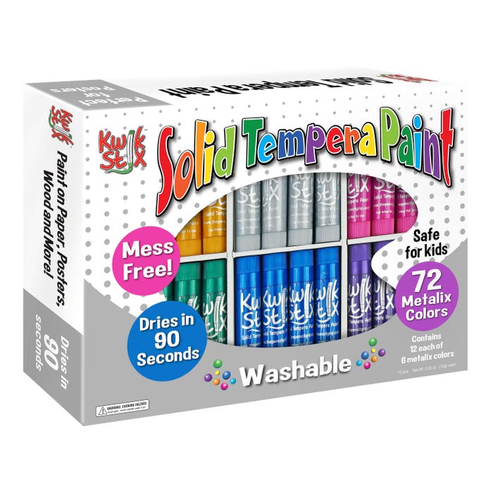 Kwik Stix Solid Tempera Paints, Original Size, Metallic Colors, Set of 72