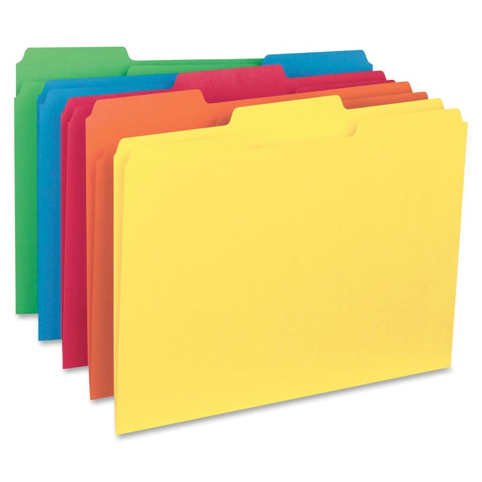 Smead Interior File Folder, Letter Size, 1/3 Cut Tabs, Assorted Colors, Set of 100