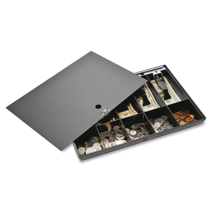 Sparco Money Tray with Locking Cover, 2-1/4 x 11 x 16 Inches, Gray