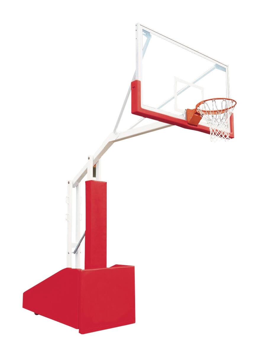 Bison T-Rex Side Court Portable Basketball System, 72 x 42 Inch Glass Backboard 4001416