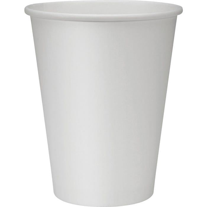 Genuine Joe Disposable Single Wall Hot Cup, 12 oz, Polyurethane Lined/100% Virgin, White, Pack of 1000