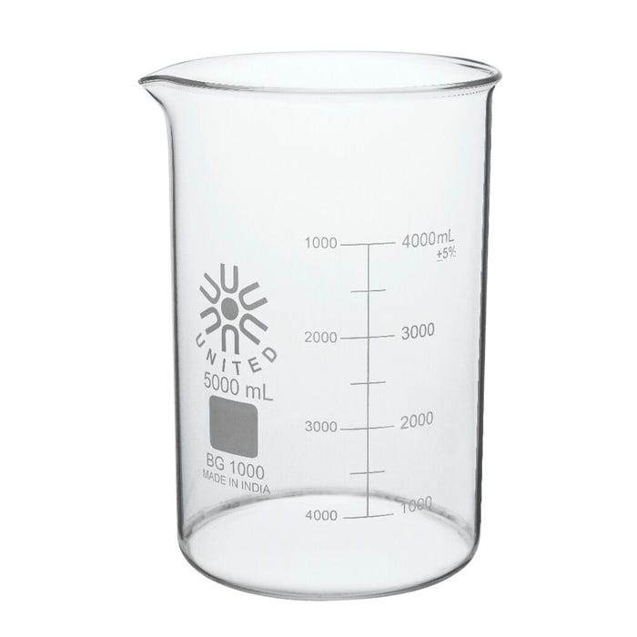 United Scientific Low Form Beaker, Borosilicate Glass, 5000 Milliliters