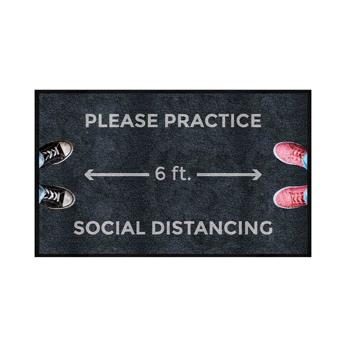 M&A Matting Please Practice Social Distancing Mat, 3 x 5 Feet