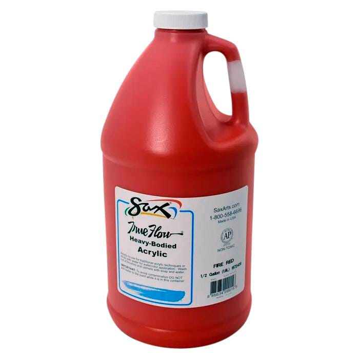 Sax Heavy Body Acrylic Paint, 1/2 Gallon, Fire Red Item Number 1572436