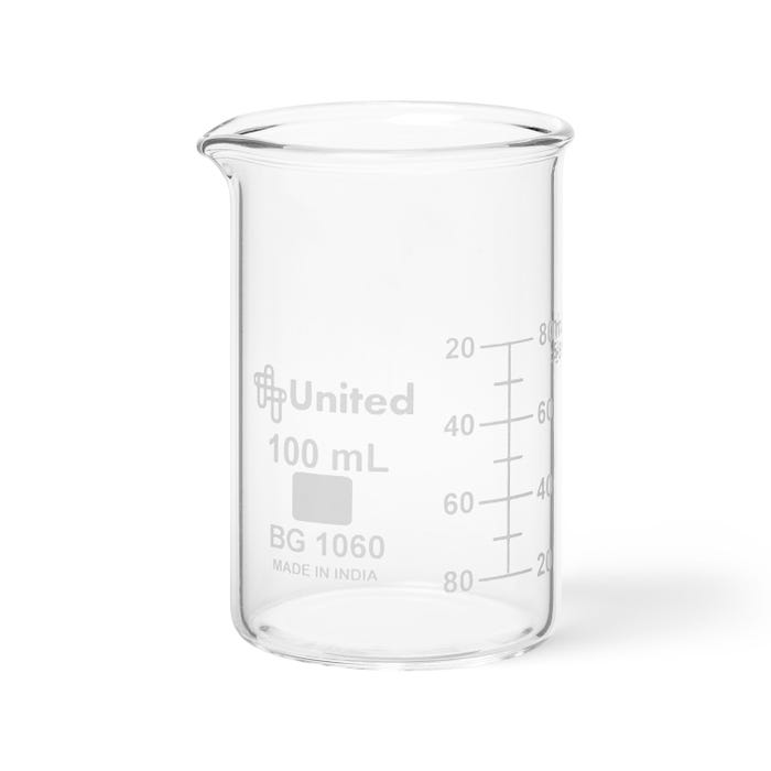 United Scientific Tall Form Berzelius Beakers, Borosilicate Glass, 100 Milliliters, Pack of 12