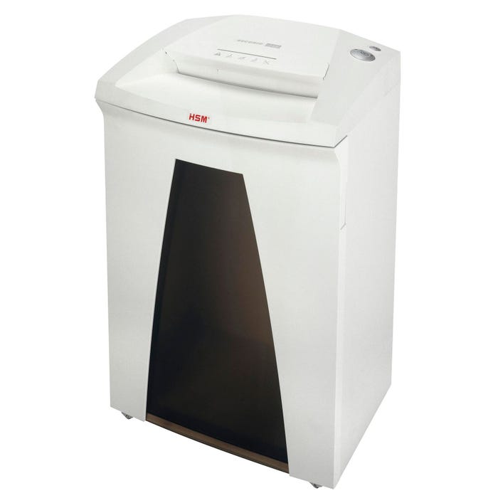 HSM of America Cross-Cut Shredder, 19 Sheets per Pass, 13 fpm, 55 dB, 19-2/3 x 15-3/4 x 13-1/3 Inches, White/Black