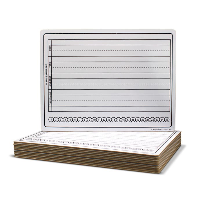 Flipside Two-Sided Dry Erase Boards, Basic Skills, 9 x 12 Inches, Pack of 12