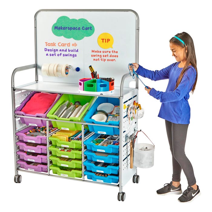 STEM Lab Makerspace Cart, Grade K to 5, 61 x 40 x 17 Inches