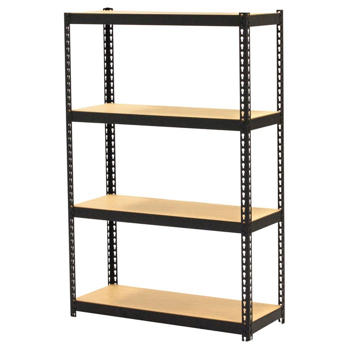 Lorell Narrow Steel Shelving, Riveted, 30 x 12 x 48 Inches, Black