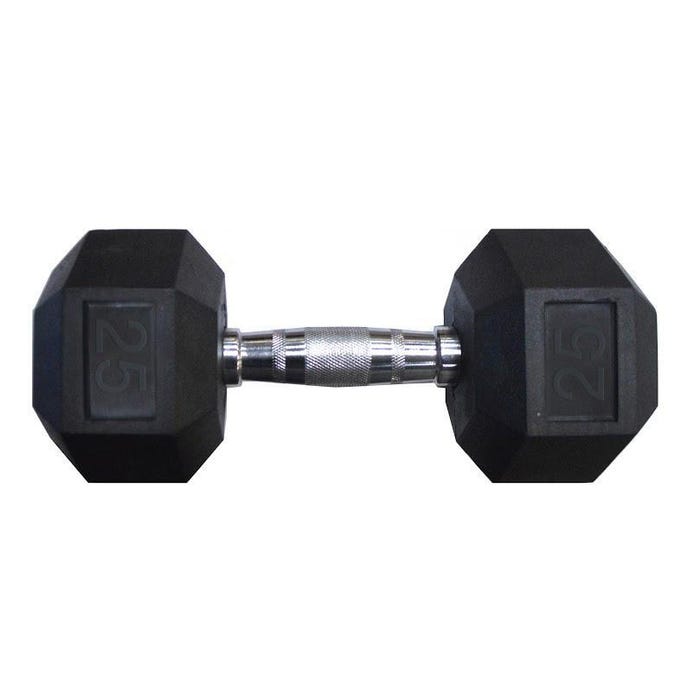 Hex Rubber Dumbbell, 25 Pounds