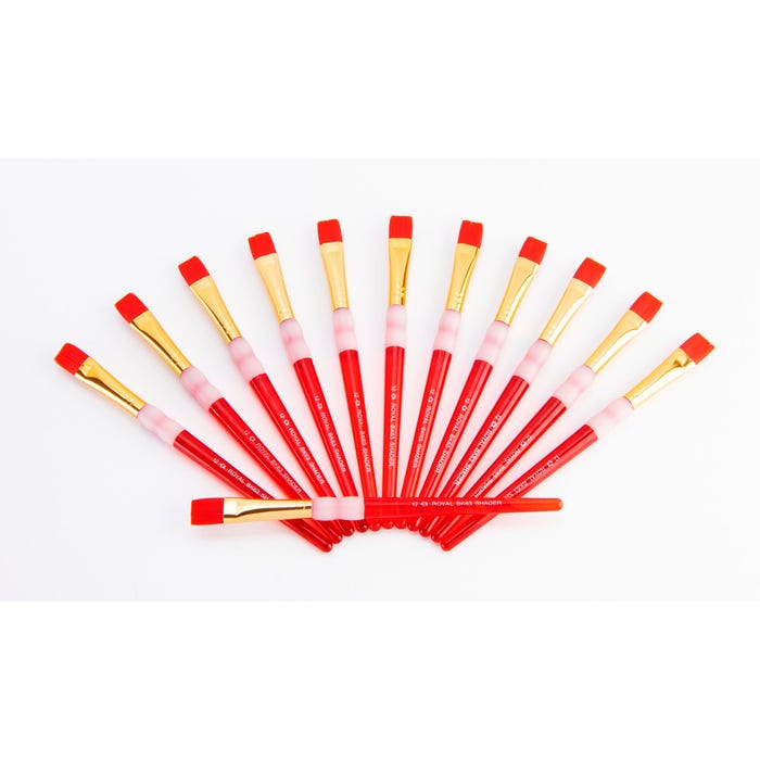 Royal & Langnickel Big Kids Choice Brushes, Flat Type, Short Handle, Size 12, Pack of 12