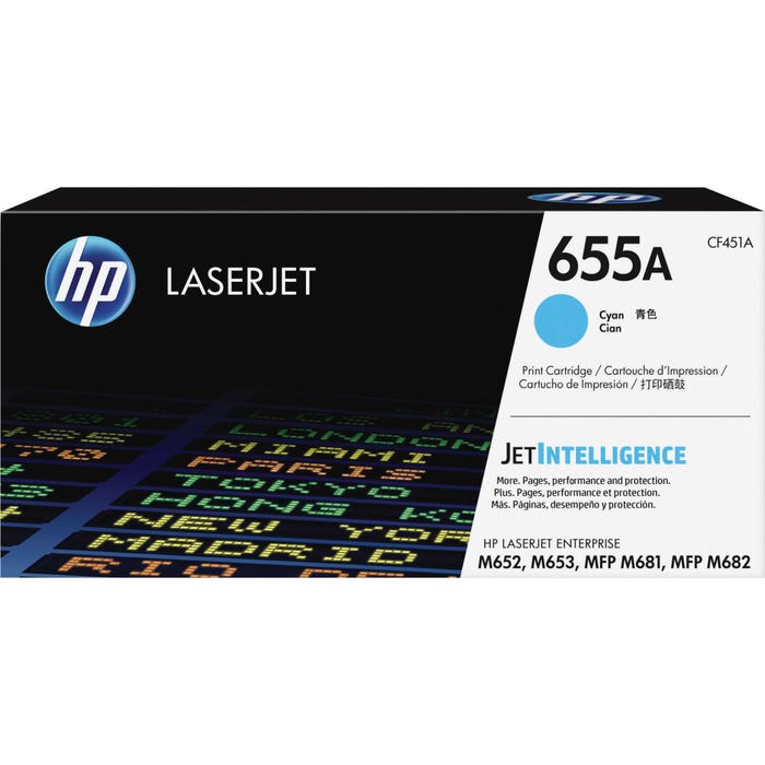 HP 655A Ink Cartridge, CF451A, Cyan