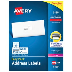 Avery Easy Peel Address Labels, Laser, 1 x 2-5/8 Inches, Pack of 3000 067673