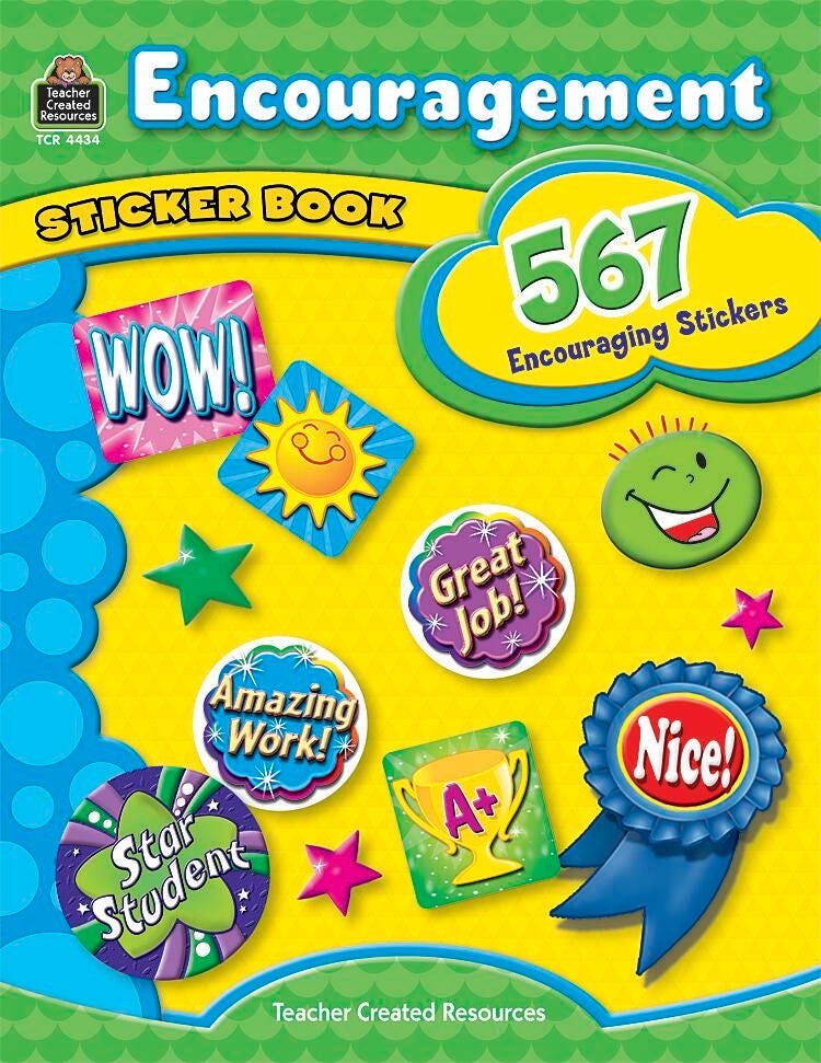 Teacher Created Resources Encouragement Sticker Book, , Grades Pre-K to Grade 8, Set of 567 1439774