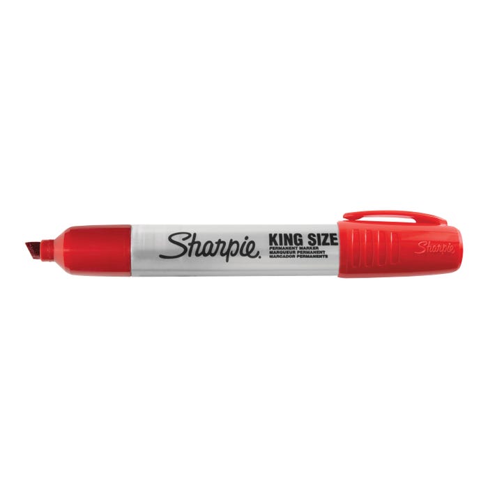 Sharpie King Size Permanent Markers, Chisel Tip, Red, Pack of 12