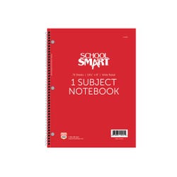 School Smart Wide Ruled Spiral Notebook, 8 x 10-1/2 Inches, 1 Subject, Red, 70 Sheets 2136685