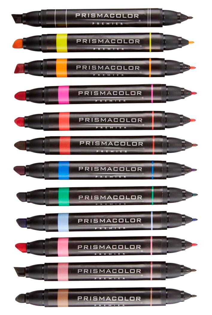 Prismacolor Premier Dual Ended Art Markers, Fine & Chisel Tip, Assorted Colors, Set of 12 Item Number 002520
