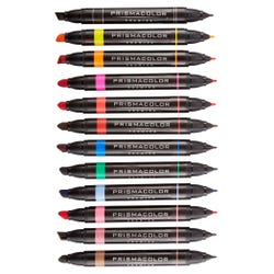 Prismacolor Premier Dual Ended Art Markers, Chisel/Fine Tip, Assorted Colors, Set of 12 002520