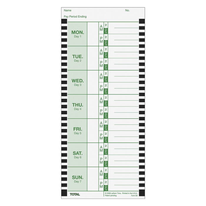 Lathem Thermal Time Clock Cards, 6 x 5-1/2 x 2-7/8 Inches, Pack of 100