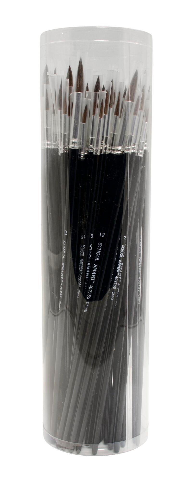 Image for School Smart Camel Hair Watercolor Paint Brushes, Assorted Sizes, Set of 72 from School Specialty