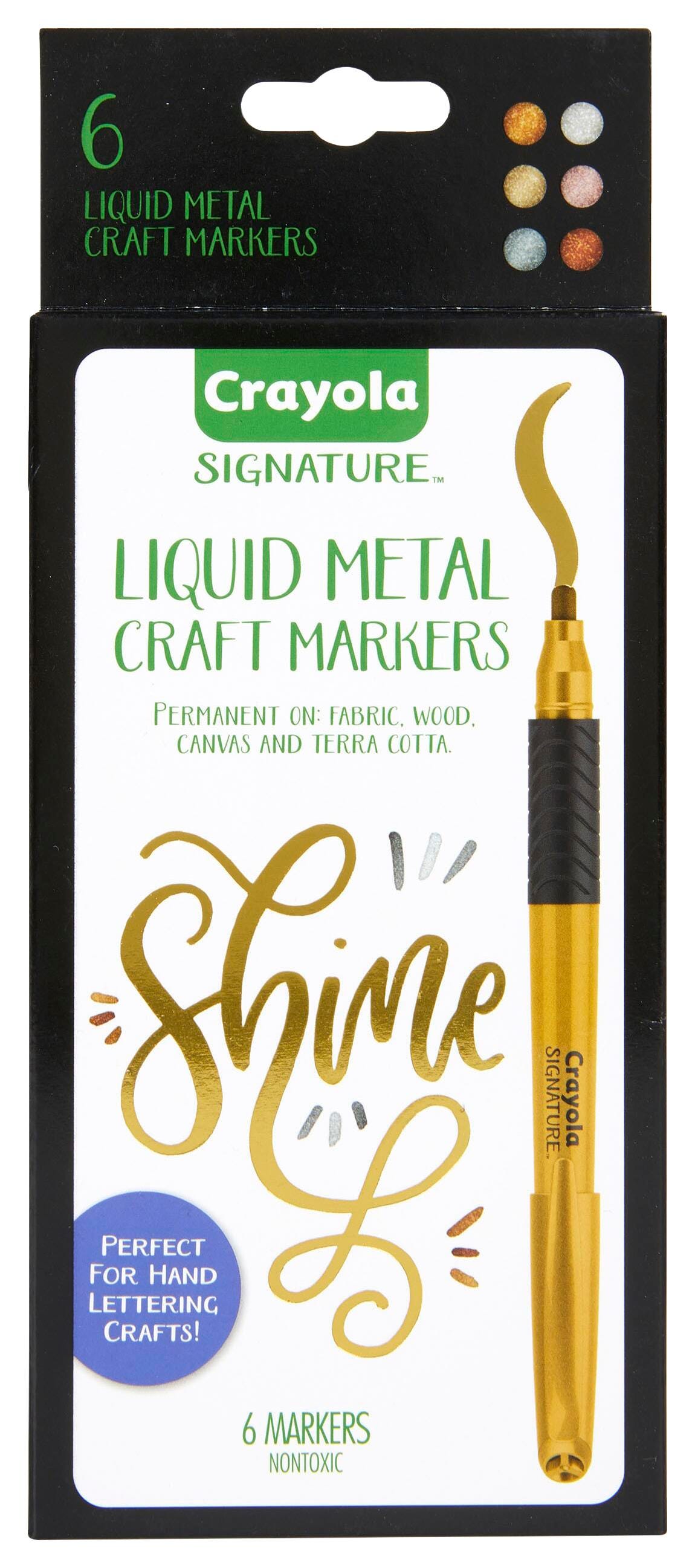 Image for Crayola Signature Metallic Permanent Markers, Assorted Colors, Set of 6 from School Specialty