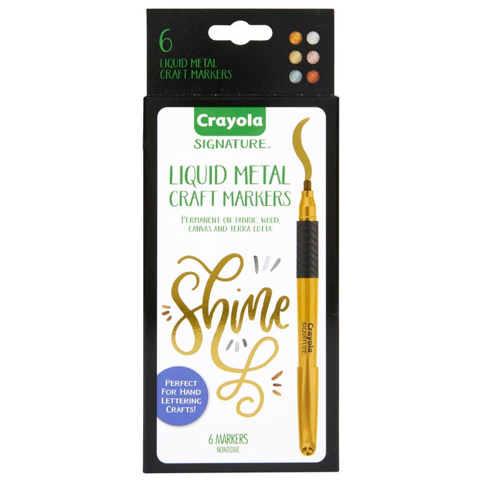 Crayola Signature Metallic Permanent Markers, Assorted Colors, Set of 6
