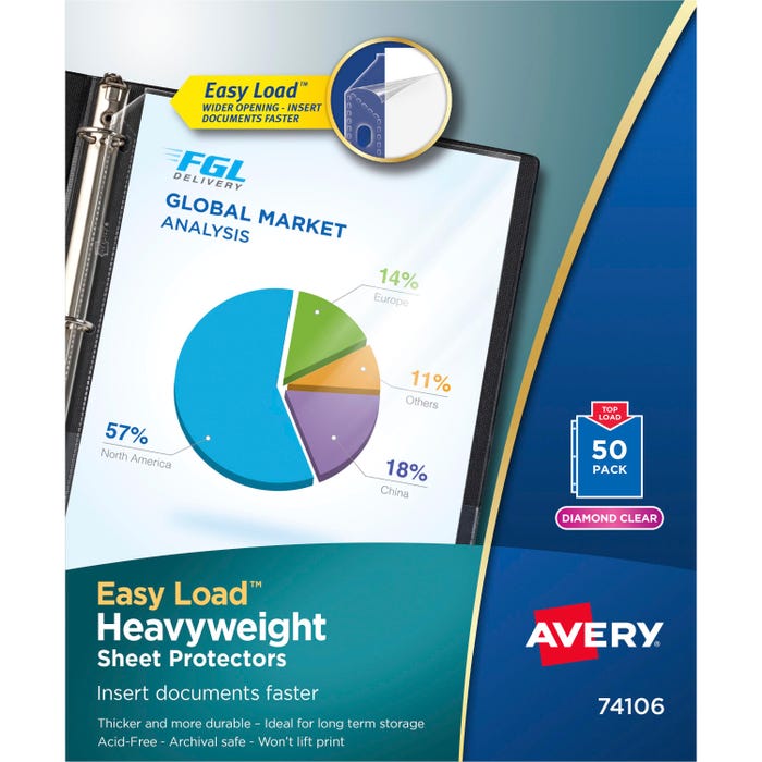 Avery Heavyweight Sheet Protectors, 8-1/2 x 11 Inches, Diamond Clear, Pack of 50
