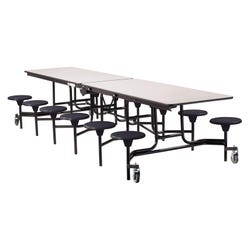National Public Seating Mobile Cafeteria Table with 12 Stools, 12 Feet, MDF Core