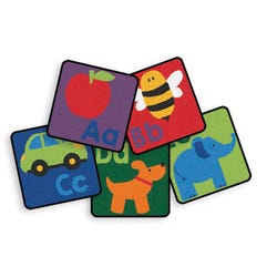 Carpets for Kids KID$Value PLUS Sequential Seating Literacy Carpet Squares, 12 x 12 Inches, Set of 26, Multicolored, Item Number 1544408