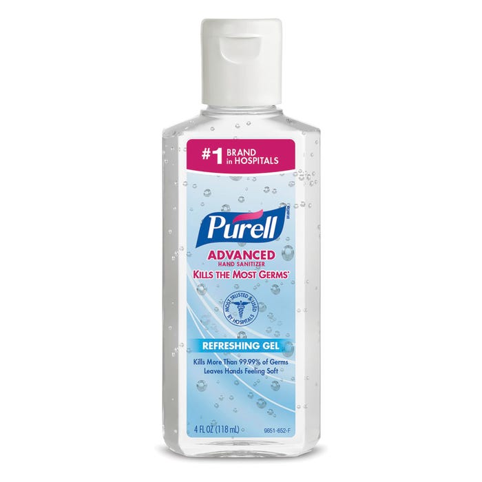 Purell Advanced Gel Hand Sanitizer, Flip Cap Squeeze Bottle, 4 Ounces, Clean Scent