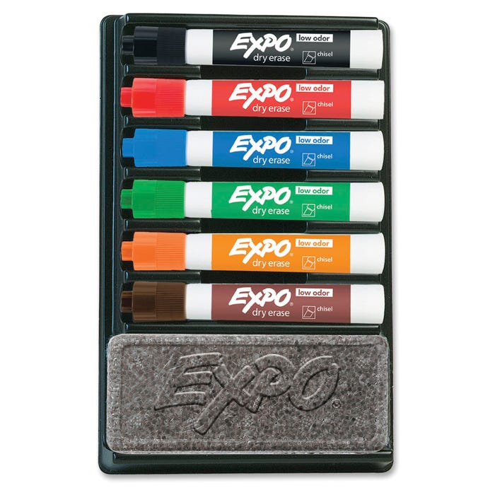 EXPO Dry Erase Low Odor Organizer Kit, Chisel Tip, Assorted Colors, Set of 6
