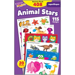Trend Enterprises Animal Stars SuperShapes Stickers, Pack of 408, Item Number 1597429
